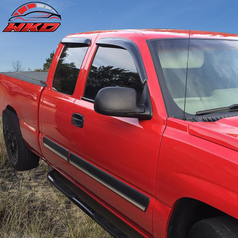 Fits 99-06 Chevy Silverado GMC Sierra Extended Cab Acrylic Window Visors 4Pc Set