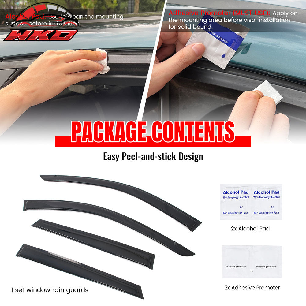Fits 24-26 Chevy Trax Smoke Window Visors Vent Rain Guards Deflectors Tape-On