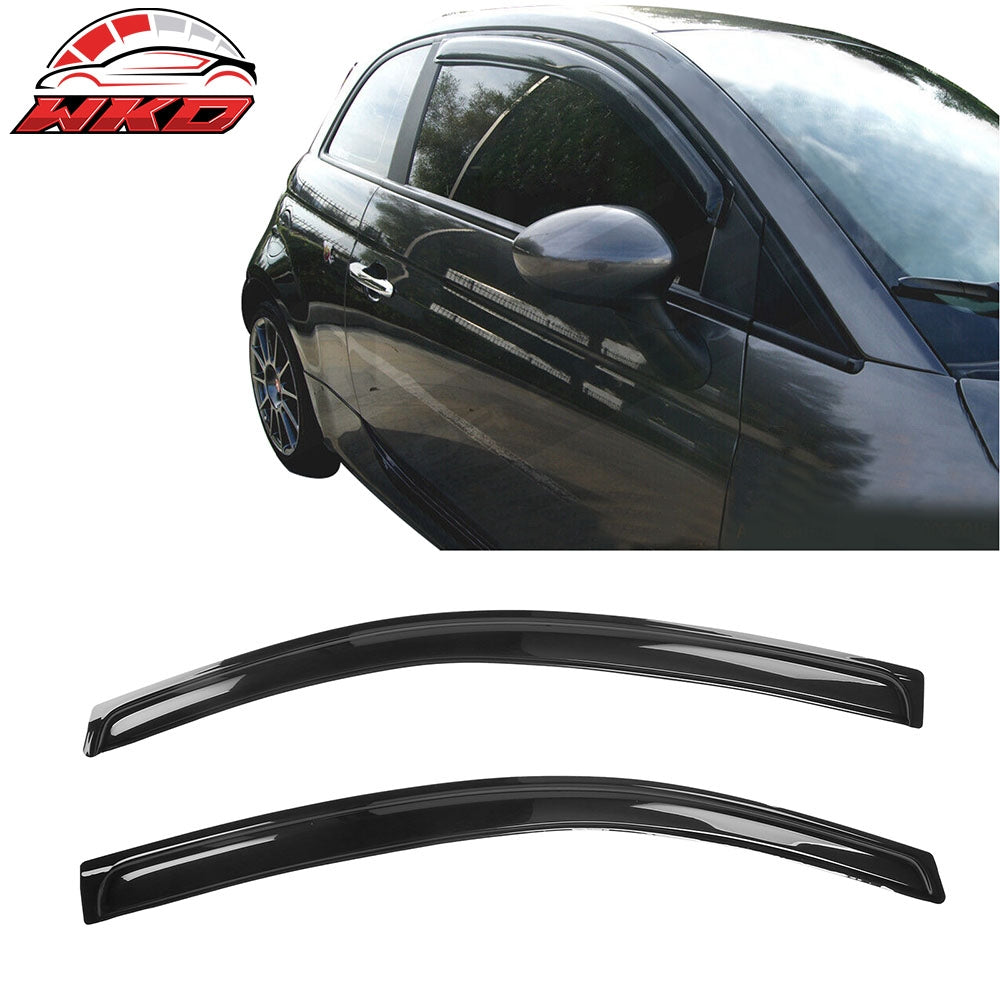 Fits 12-19 Fiat 500 2PCS Side Window Visors Sun Rain Vent Guard Shield Acrylic