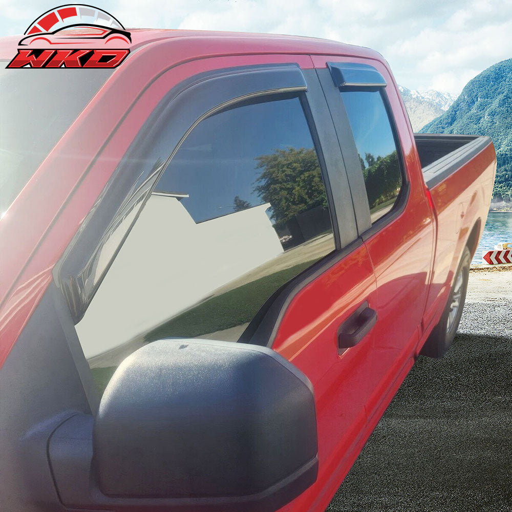 Fits 15-25 Ford F150 17-25 F250-F450 Extended Super Cab Window Visor Acrylic 4PC