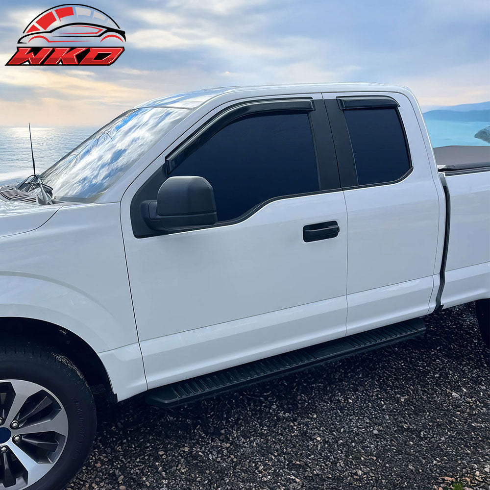 Fits 15-25 Ford F150 17-25 F250-F450 Extended Super Cab Window Visor Acrylic 4PC