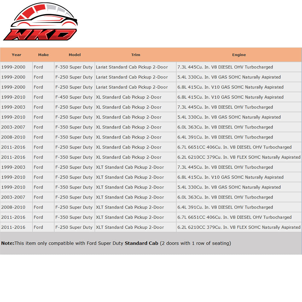 Fits 99-16 Ford F250 F550 Super Duty Standard Cab Window Visors Acrylic Tape-On