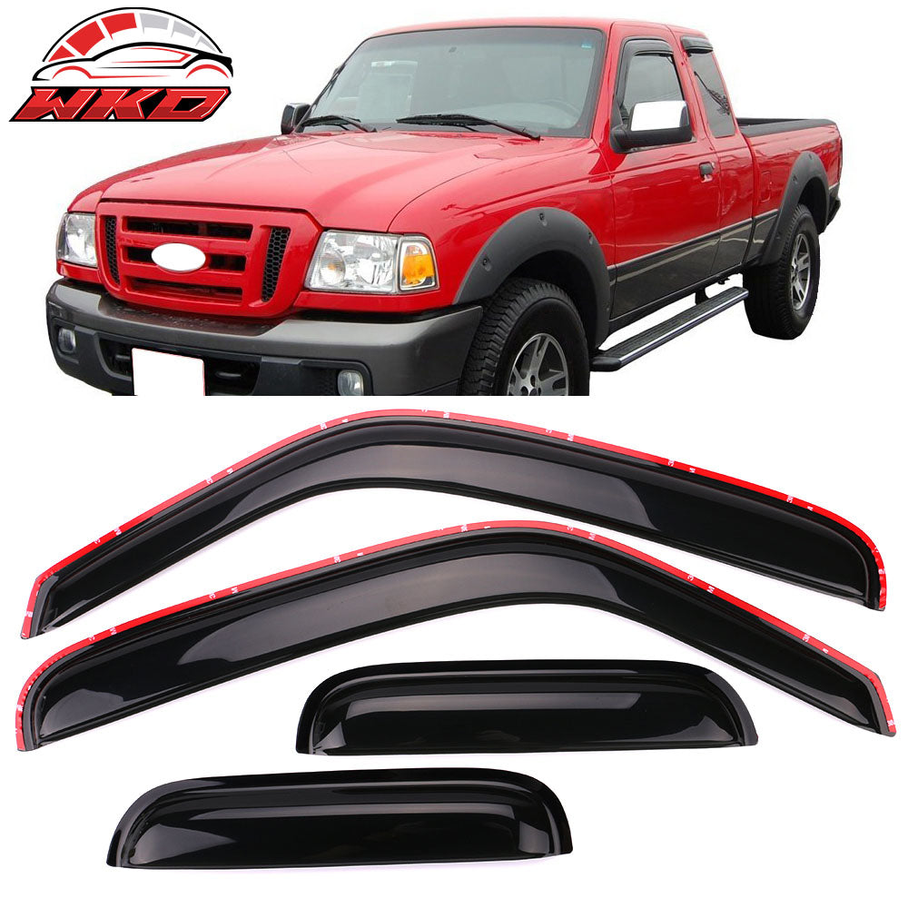 Fits 99-11 Ranger 99-00 Mazda B2500 In Channel 4PC Window Visors Vent Rain Guard