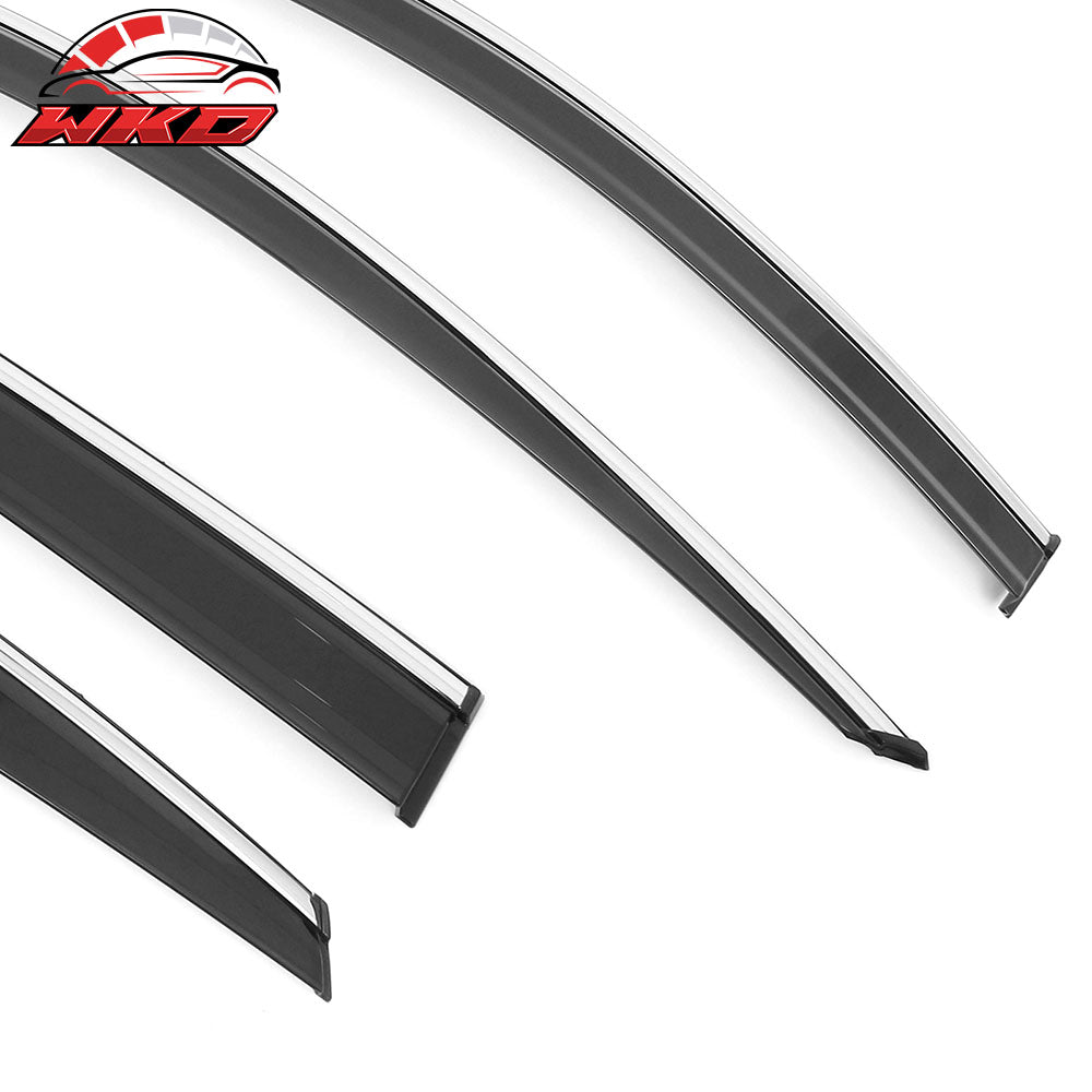Fits 18-25 Honda Accord Window Visors Vent Rain Sun Guards W/Chrome Trim Tape-On