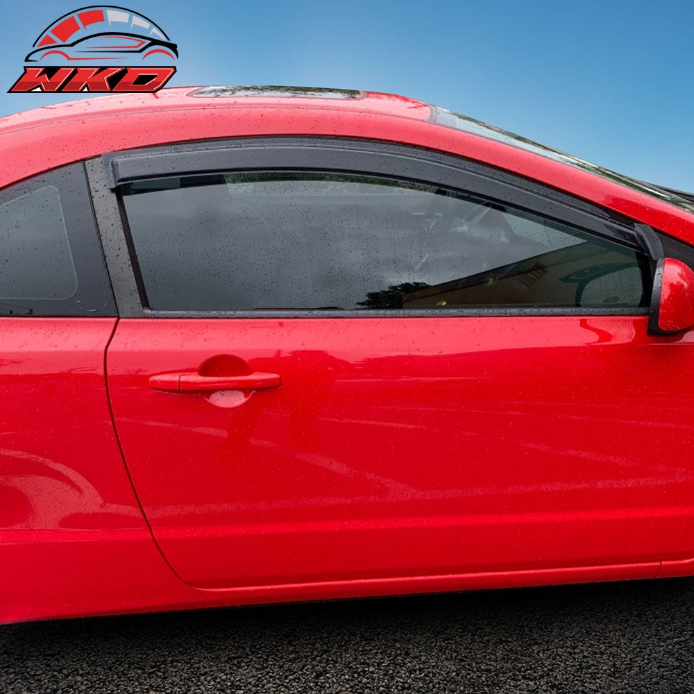 Fits 06-11 Honda Civic Coupe 2PCS Windows Visor Sun Guard Rain Deflector Tape-On
