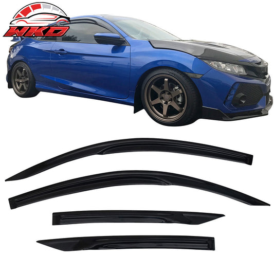 Wholesale 16-20 Honda Civic Coupe Mugen Style Window Visors Rain Deflectors Tape-On