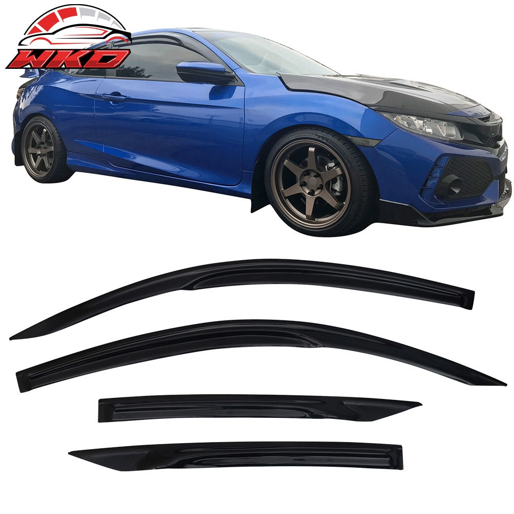 Wholesale 16-20 Honda Civic Coupe Mugen Style Window Visors Rain Deflectors Tape-On