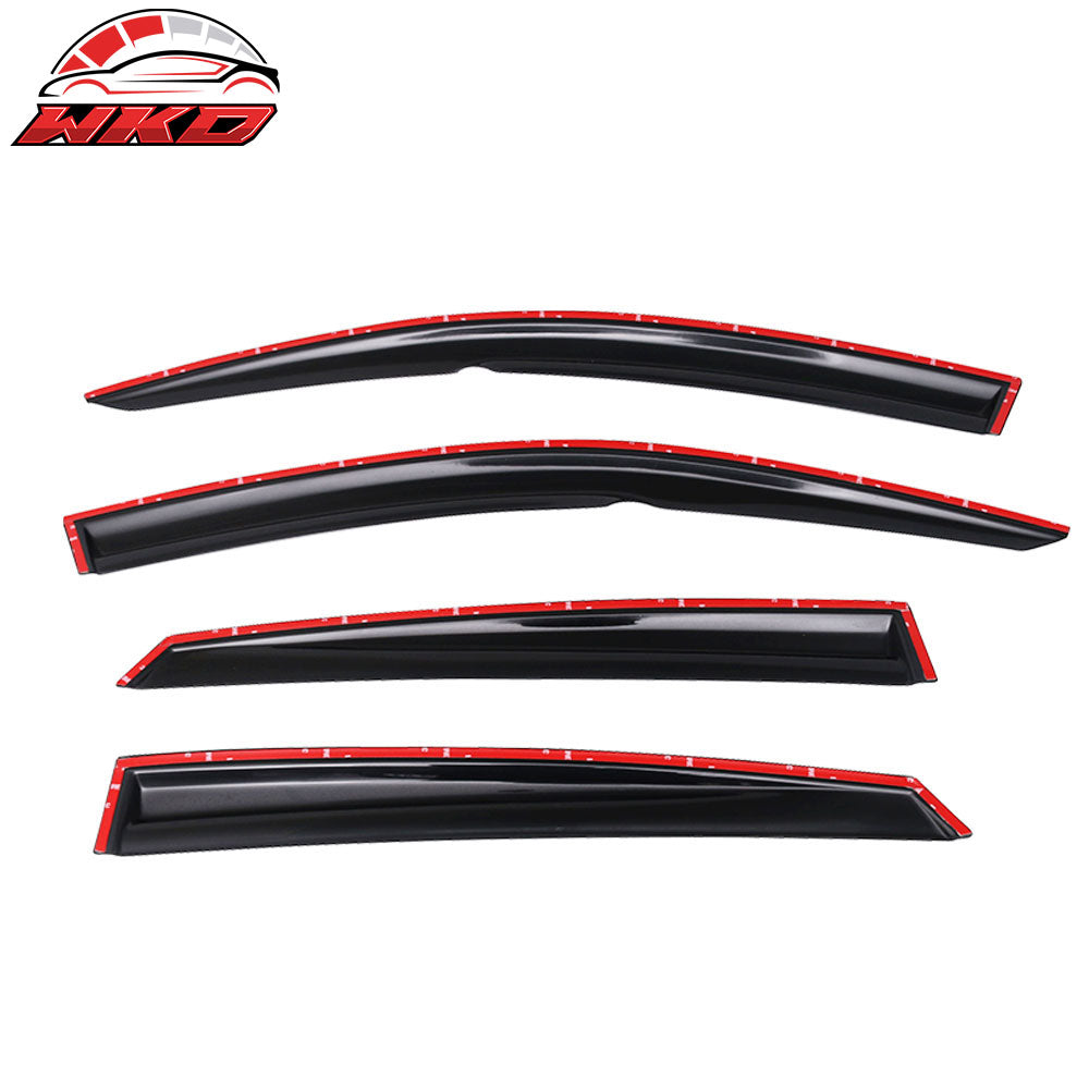 Fits 16-21 Honda Civic Sedan Mugen Style Window Visor Rain Deflector Chrome Trim