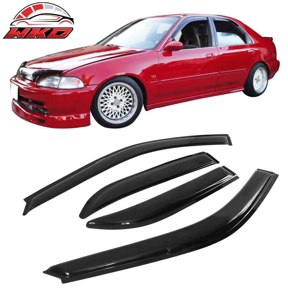 Fits 92-95 Honda Civic EG EH Sedan Acrylic Window Visors Deflectors 4Pcs Set