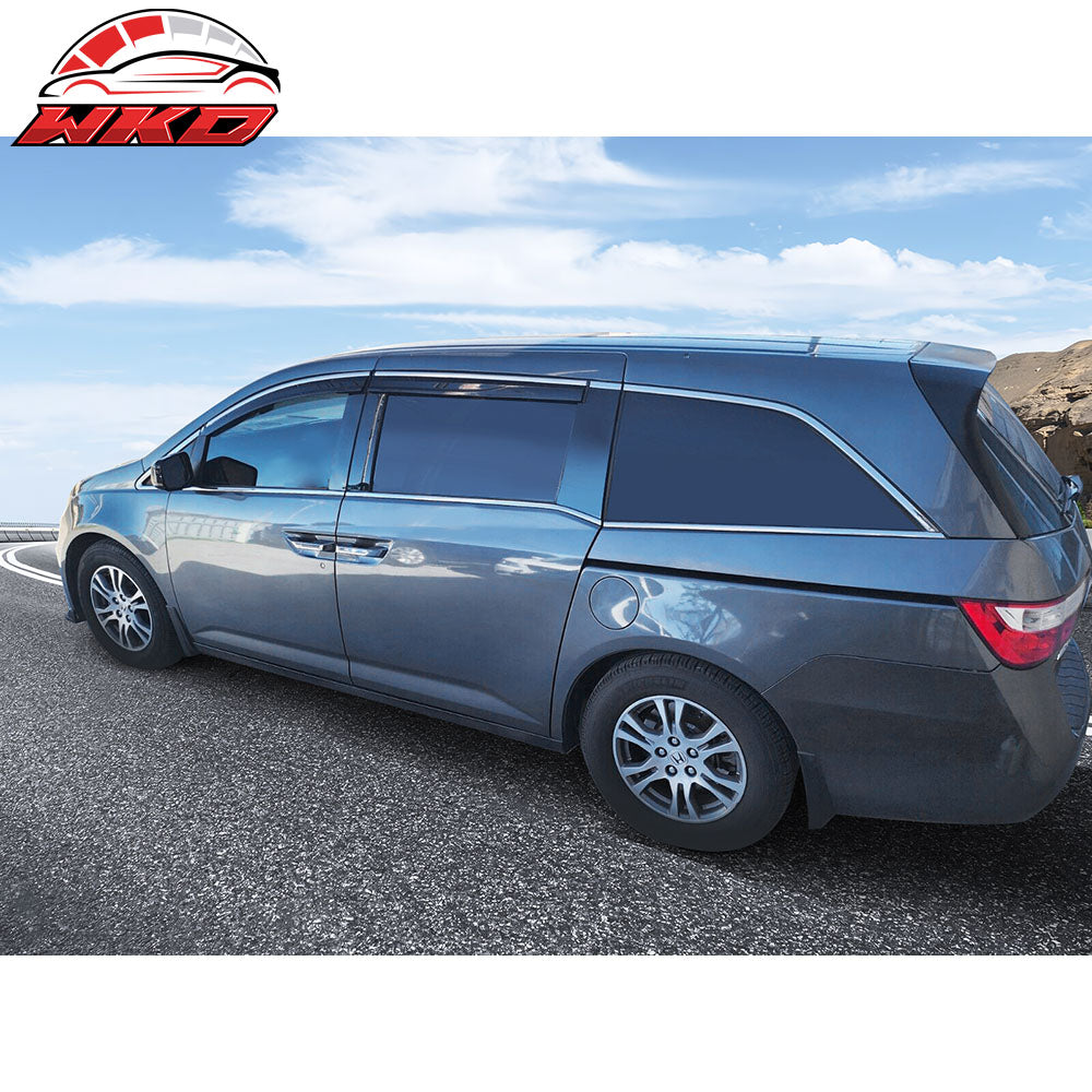 Fits 11-17 Honda Odyssey Polycarbonate Window Visors Shade W/ Chrome Trim 4PCS