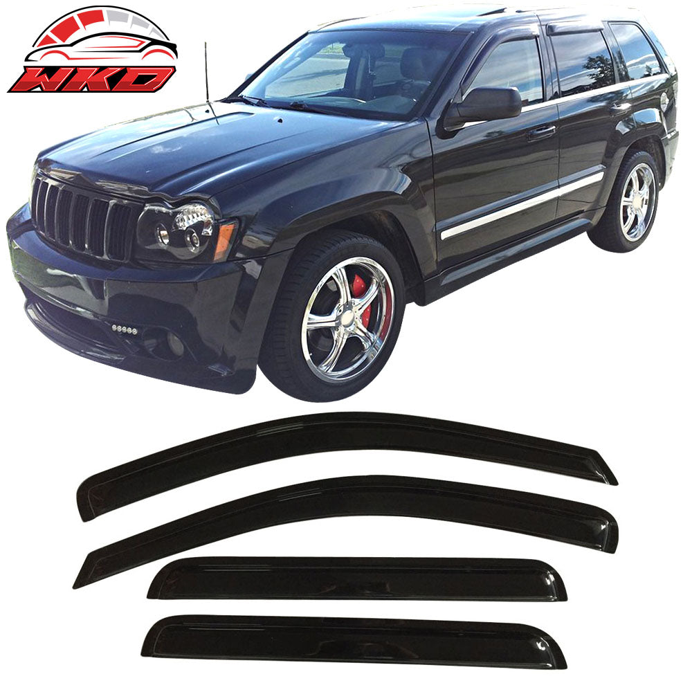 Fits 05-10 Jeep Grand Cherokee Acrylic Slim Style Window Visor 4PC Rain Guard