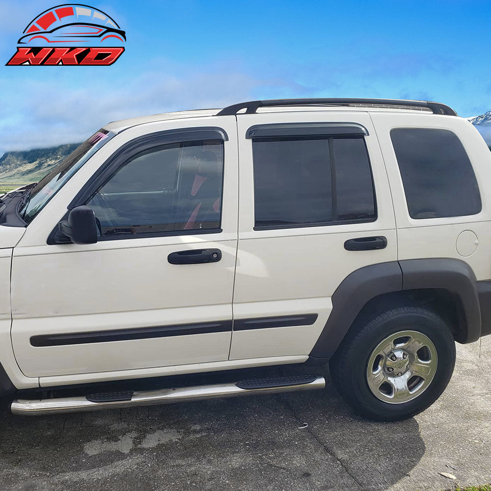 Fits 02-07 Jeep Liberty KJ 4PCS Window Visors Rain Sun Guard Deflectors Tape-On