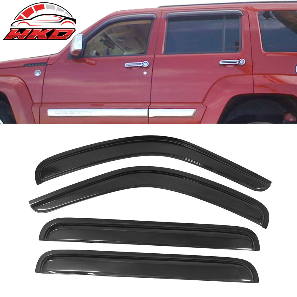 Fits 08-14 Jeep Liberty Window Visors Acrylic Sun Rain Deflector Guard 4Pc Set