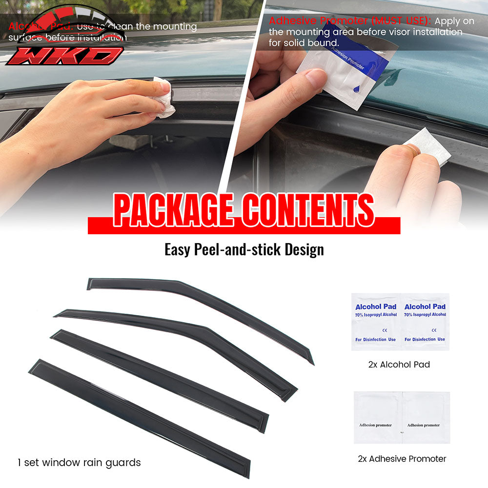 Fits 22-26 Kia Carnival Window Visors Vent Rain Sun Guards Deflectors Tape-On