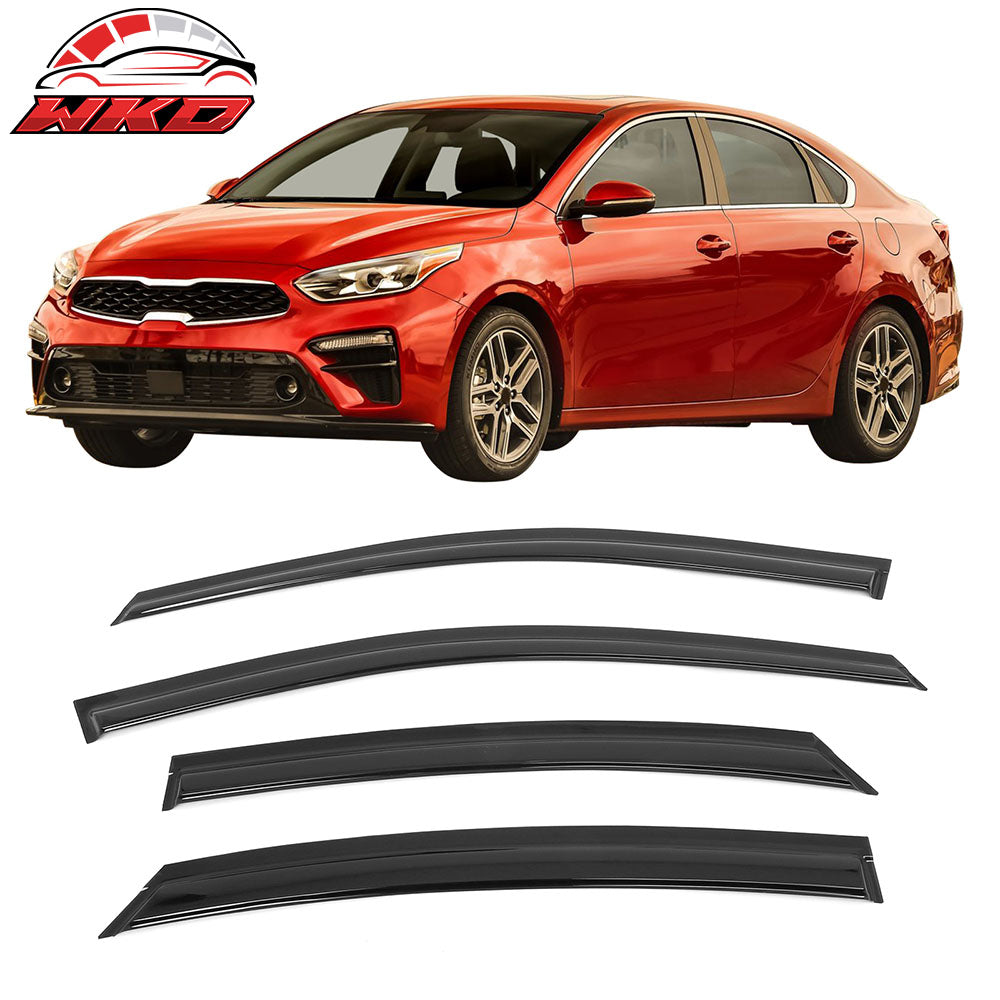 Fits 19-24 Kia Forte Tape on Window Visors Vent Rain Sun Wind Guards Deflectors