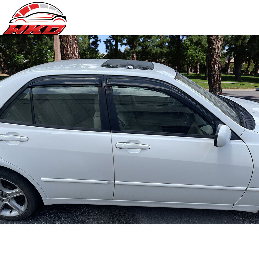 Fits 01-05 Lexus IS300 4Dr 4PCS Window Visors Sun Guard Rain Deflectors Tape-On