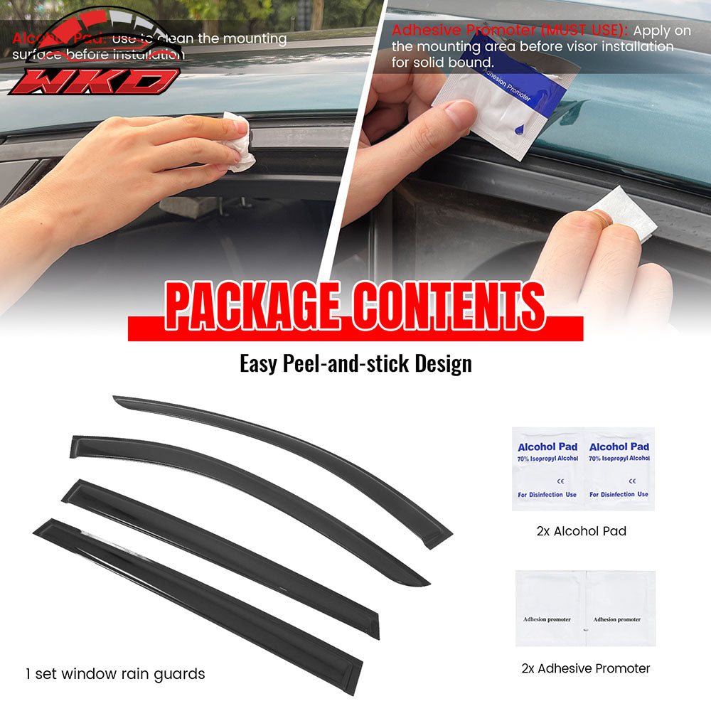 Fits 24-26 Mazda CX-70 CX-90 Window Visors Vent Rain Guards Deflector Tape-On