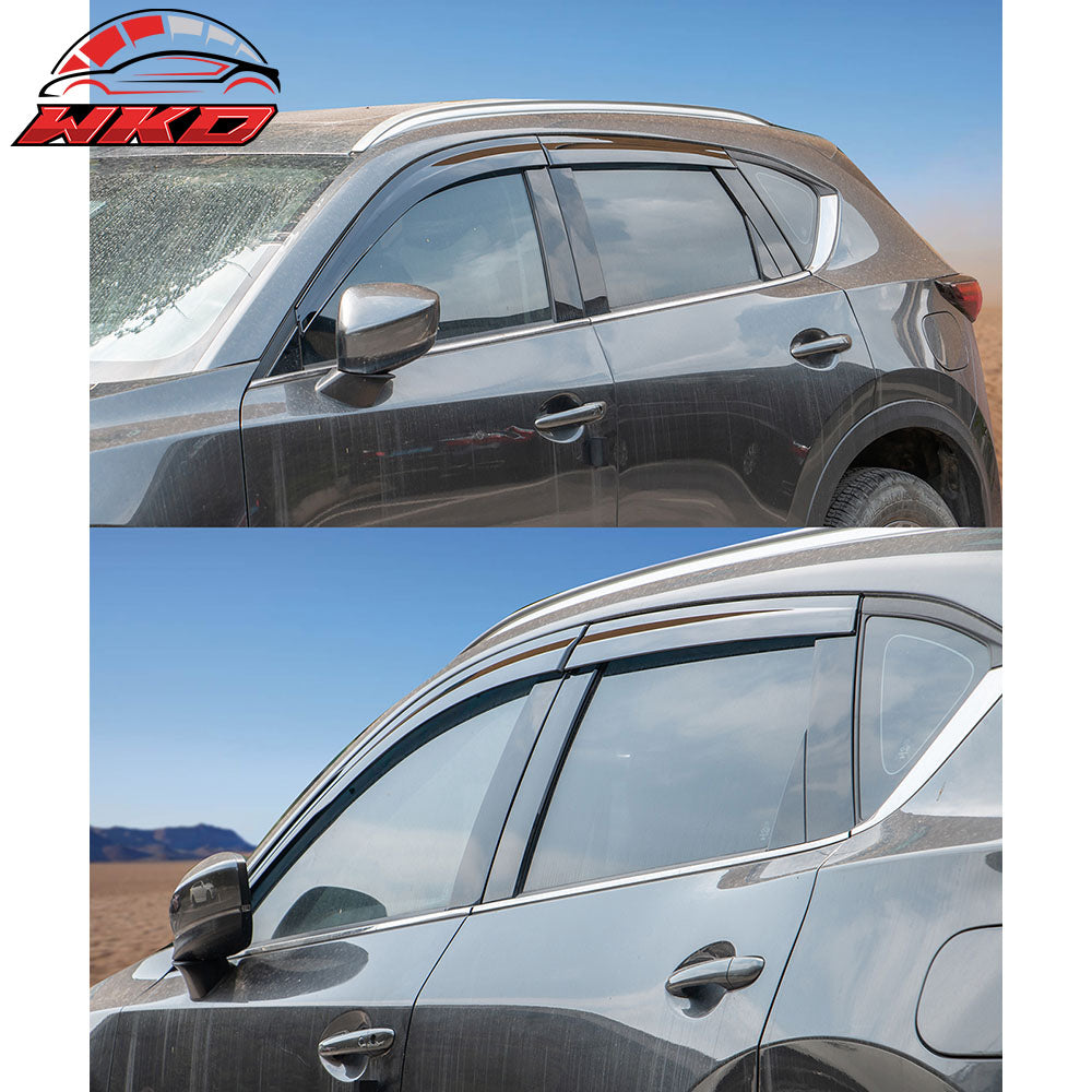 Fits 17-25 Mazda CX-5 KE Tape-On Window Visors Vent Rain Wind Guards Deflectors