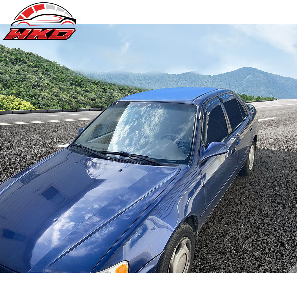 Fits 98-02 Toyota Corolla Window Visors Acrylic Sun Rain Deflector Guard 4Pc Set