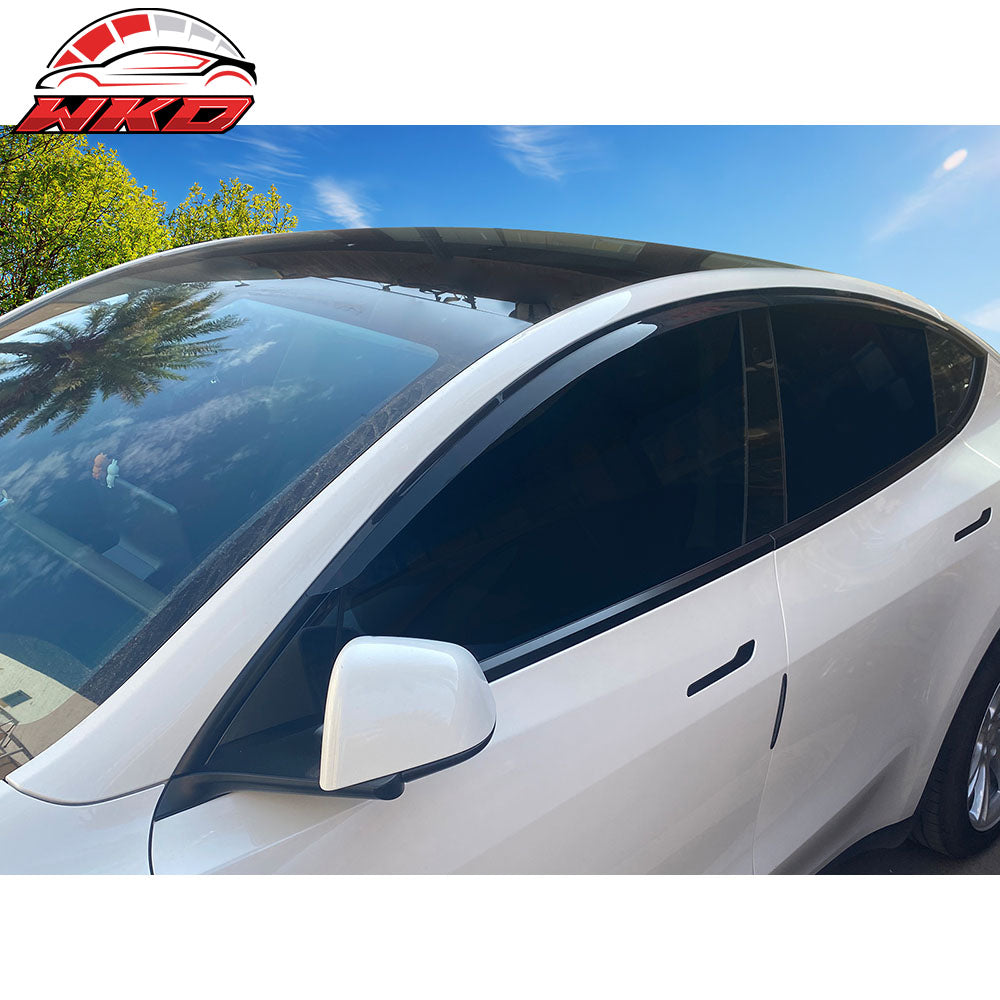 Fits 20-24 Tesla Model Y Tape-On Window Visors Sun Rain Guards Deflectors 4PCS