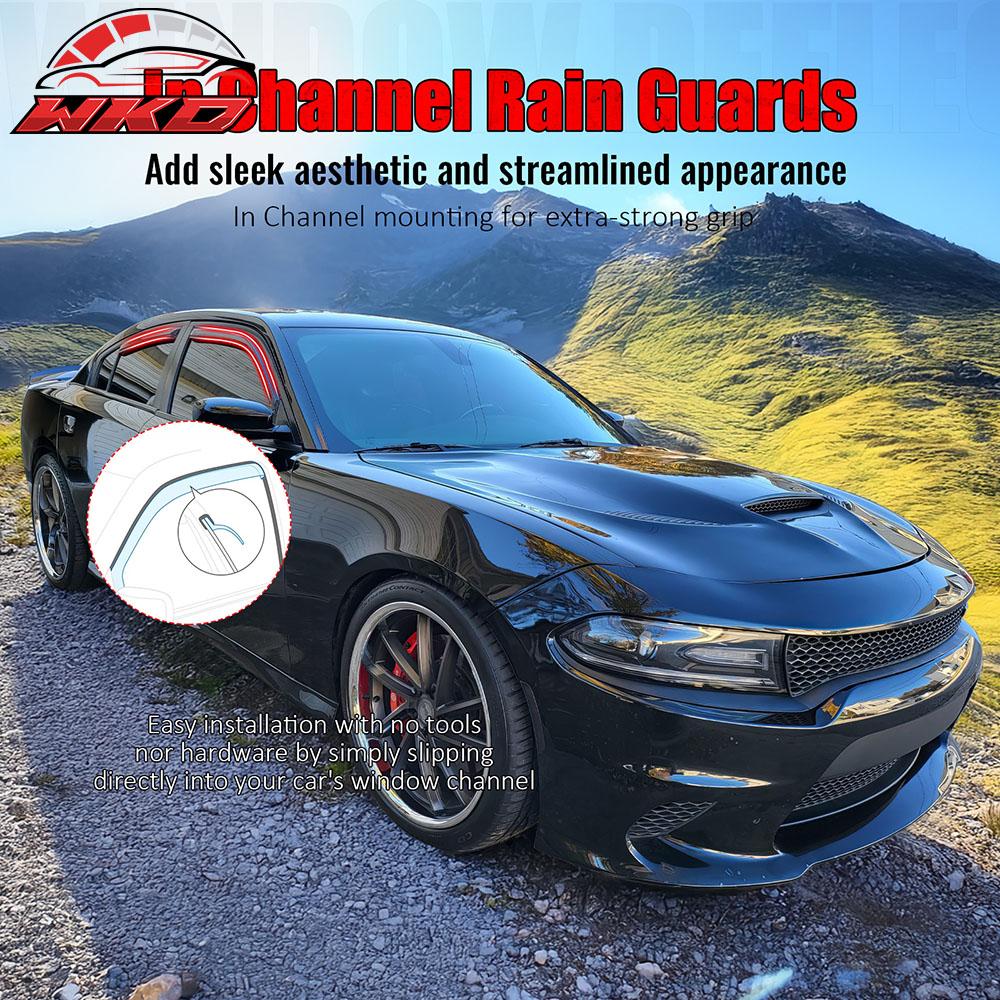 Fits 11-23 Dodge Charger Window Visors Acrylic In-Channel Rain Wind Shade 4PCS