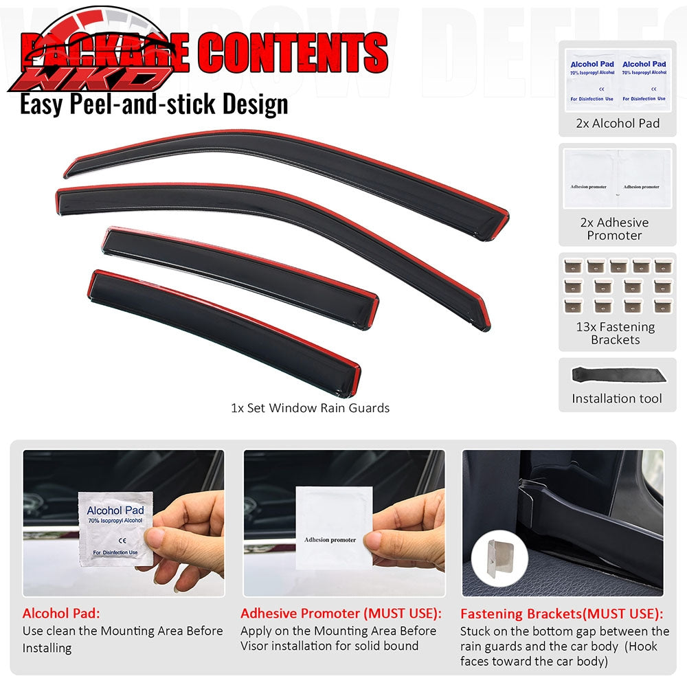 Fits 11-23 Dodge Charger Window Visors Acrylic In-Channel Rain Wind Shade 4PCS