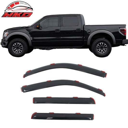 Wholesale 09-14 Ford F-150 Crew Cab In-Channel Window Visors Acrylic Rain Deflectors