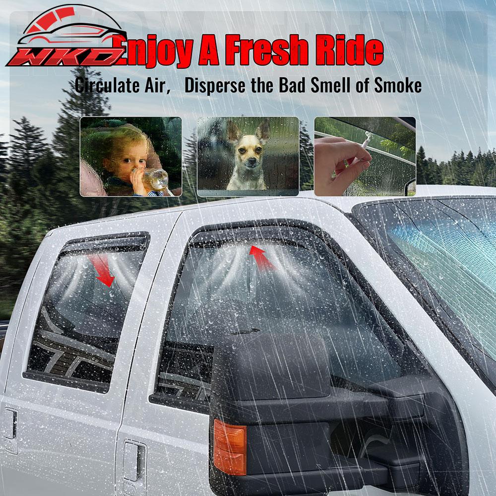 Fits 09-14 Ford F-150 Crew Cab In-Channel Window Visors Acrylic Rain Deflectors