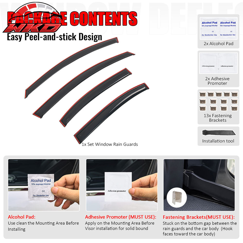 Fits 06-11 Honda Civic 4-Door Sedan Window Visors In-Channel Sun Rain Vent Guard