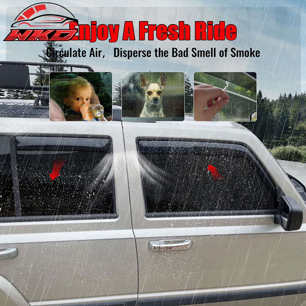 Fits 06-10 Jeep Commander In-Channel Side Window Deflectors Acrylic Rain Shade