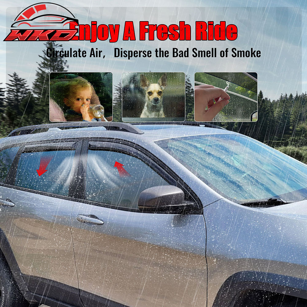 Fits 14-23 Jeep Cherokee In-channel Window Visor Acrylic Side Door Deflector 4PC