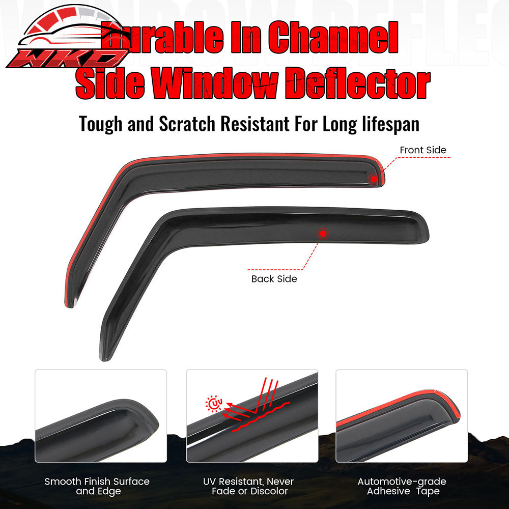 Fits 07-17 Jeep Wrangler& 18 Wrangler JK 2Dr In-channel Window Visors Deflectors