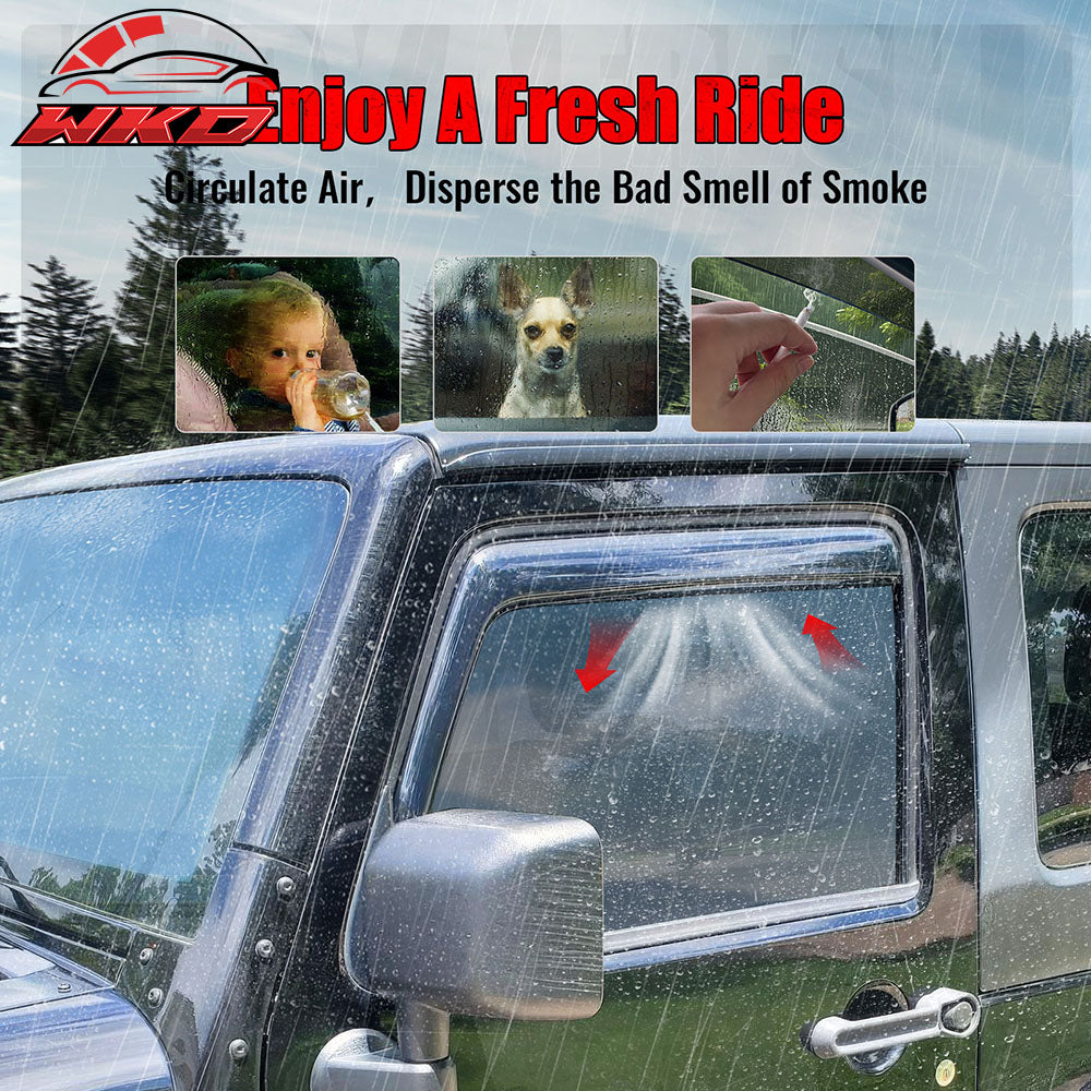 Fits 07-17 Jeep Wrangler& 18 Wrangler JK 2Dr In-channel Window Visors Deflectors