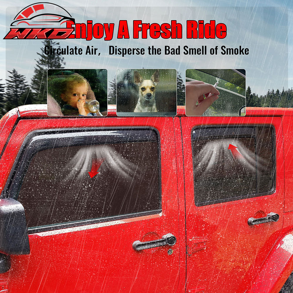 Fits 07-17 Jeep Wrangler& 18 Wrangler JK Unlimited In-channel Window Visors 4PCS