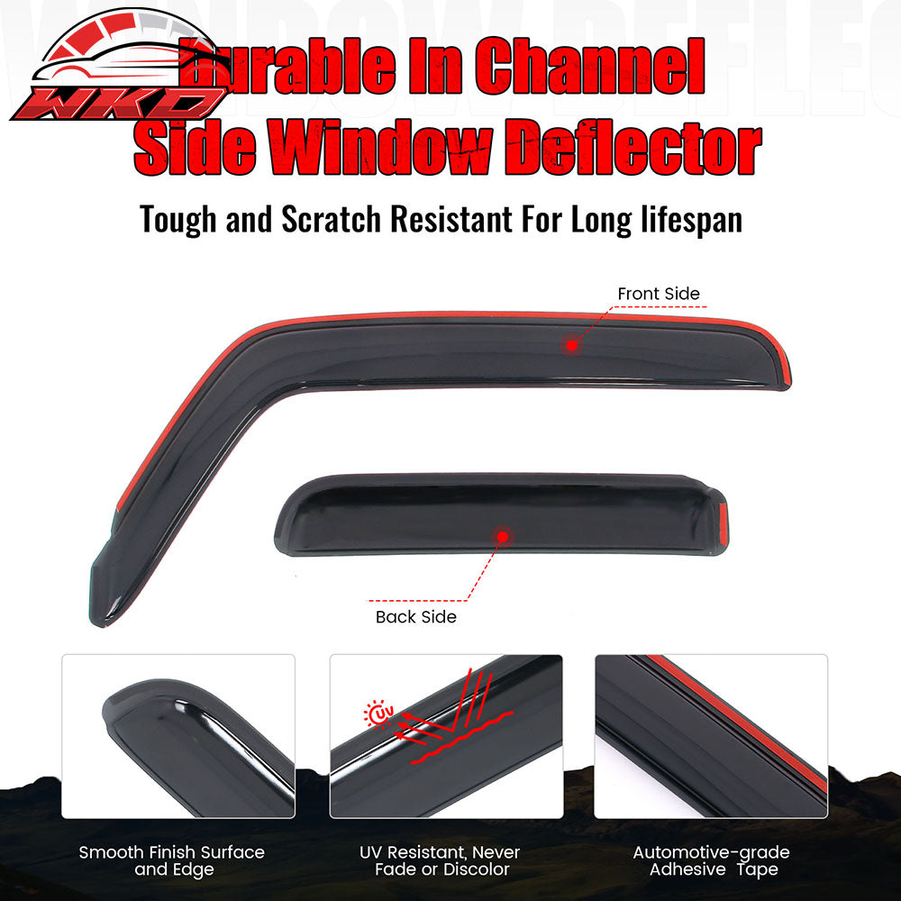 Fits 18-25 Jeep Wrangler JL Unlimited 4Dr In-channel Window Visor Deflectors 4PC