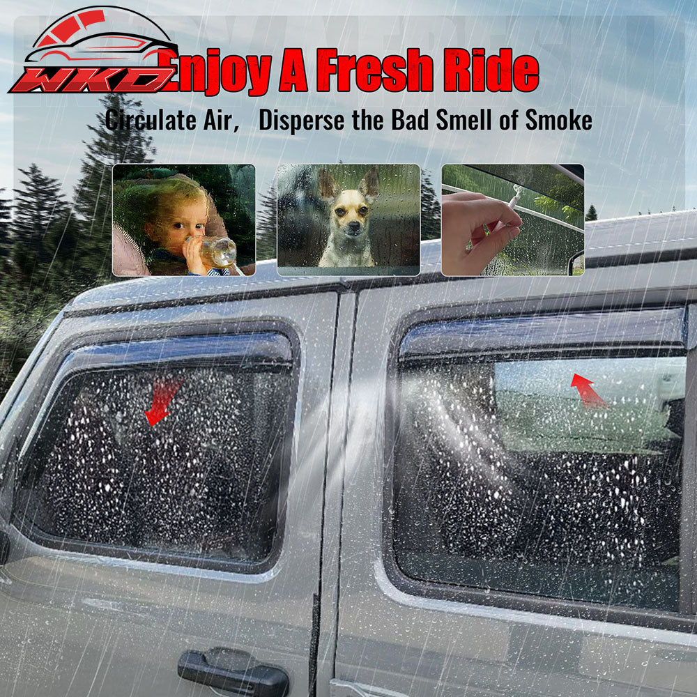 Fits 18-25 Jeep Wrangler JL Unlimited 4Dr In-channel Window Visor Deflectors 4PC