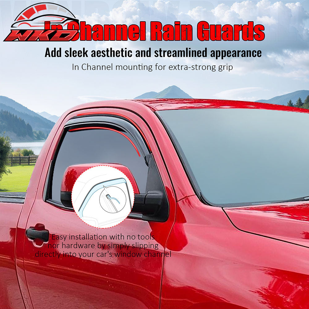 Fits 07-17 Toyota Tundra Standard Cab Acrylic Window Visors In Channel Deflector