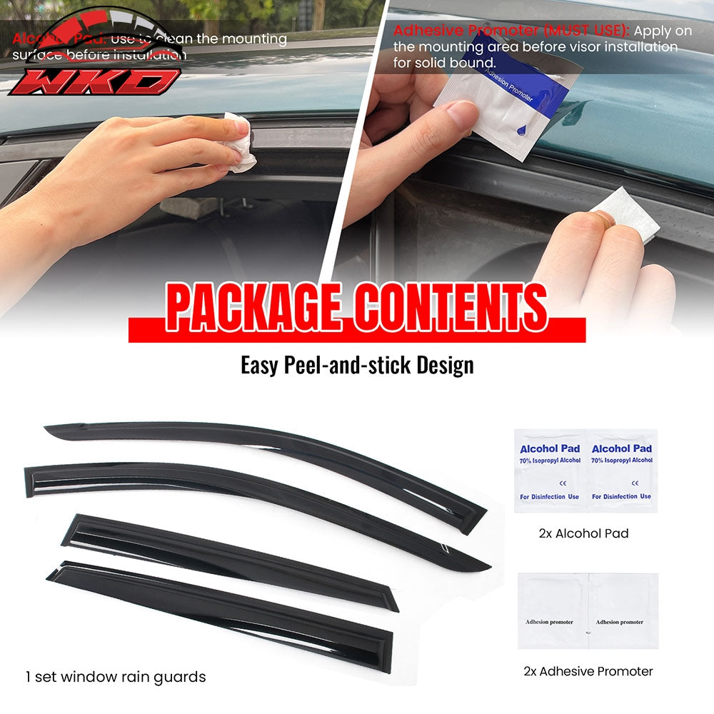 Fits 24-25 Hyundai Kona& Kona EV Mugen Style Acrylic Window Visors Rain Guards