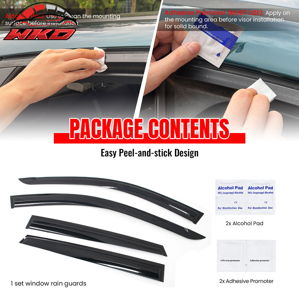 Fits 24-25 Hyundai Kona& Kona EV Mugen Style Acrylic Window Visors Rain Guards
