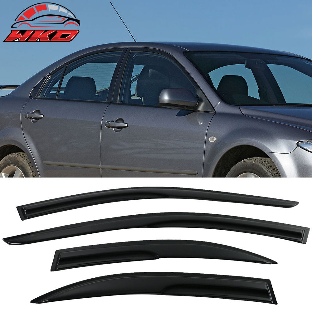 Fits 03-08 Mazda 6 Sedan Mugen Style Acrylic Window Visors Sun Deflector 4Pc Set
