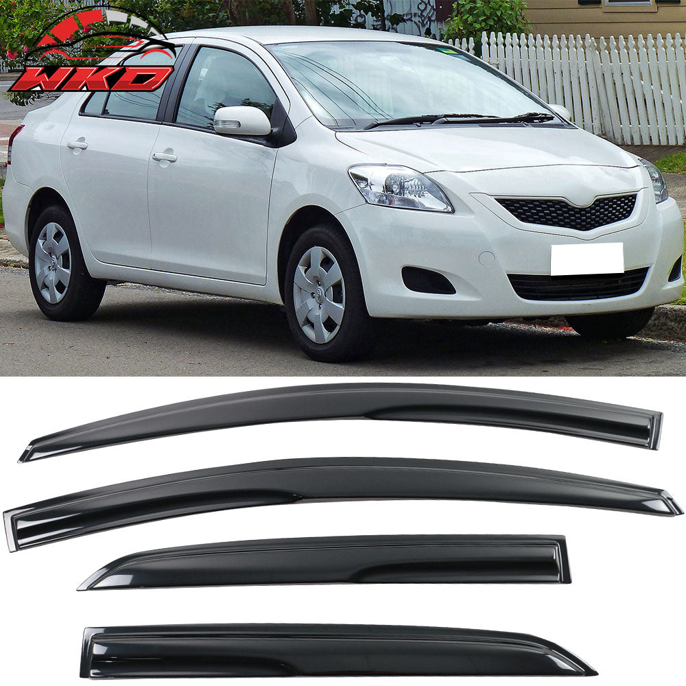 Fits 07-13 Toyota Yaris XP90 Sedan Mugen Style Acrylic Window Visors 4Pc Set
