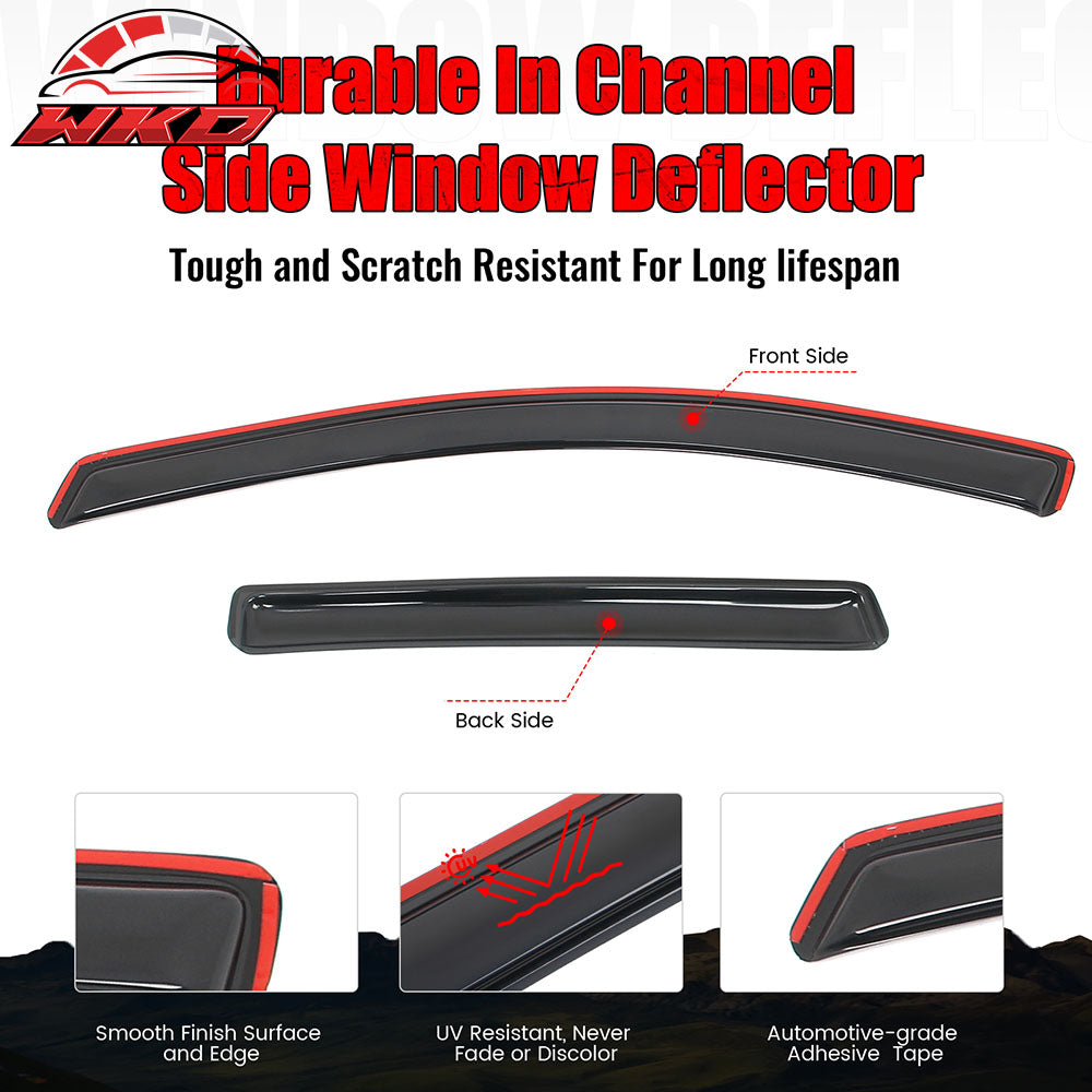 Fits 13-19 Ford Escape Window Visors In Channel Acrylic Side Rain Sun Deflectors