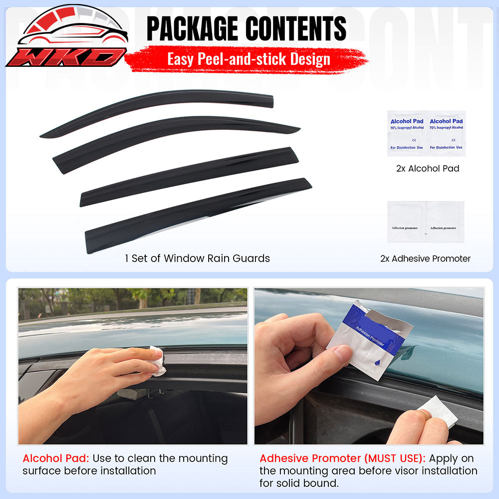 Fits 22-25 Acura MDX Low Profile Style Tape-On Window Visors Sun Rain Deflectors