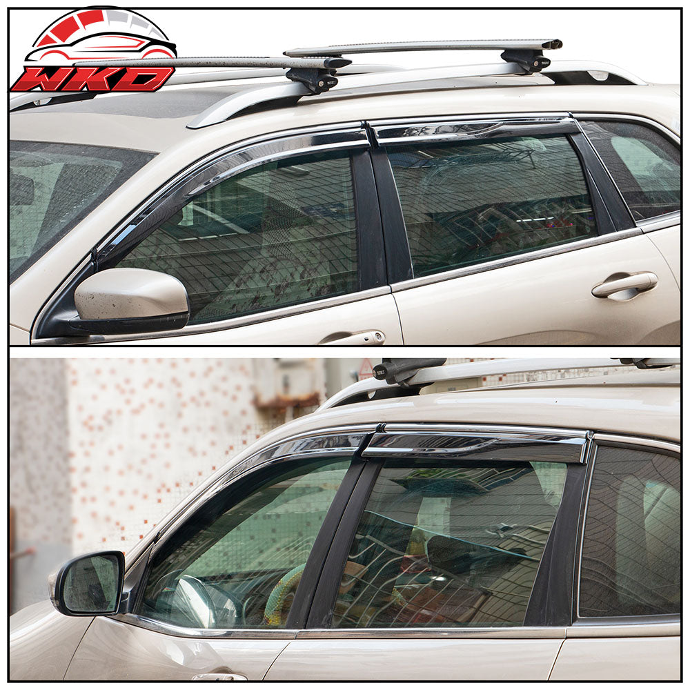 Fits 14-23 Jeep Cherokee KL Polycarbonate Window Visors w/ Chrome Trim 4Pc Set