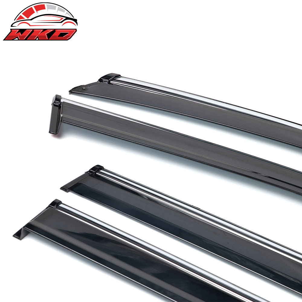 Fits 14-23 Jeep Cherokee KL Polycarbonate Window Visors w/ Chrome Trim 4Pc Set