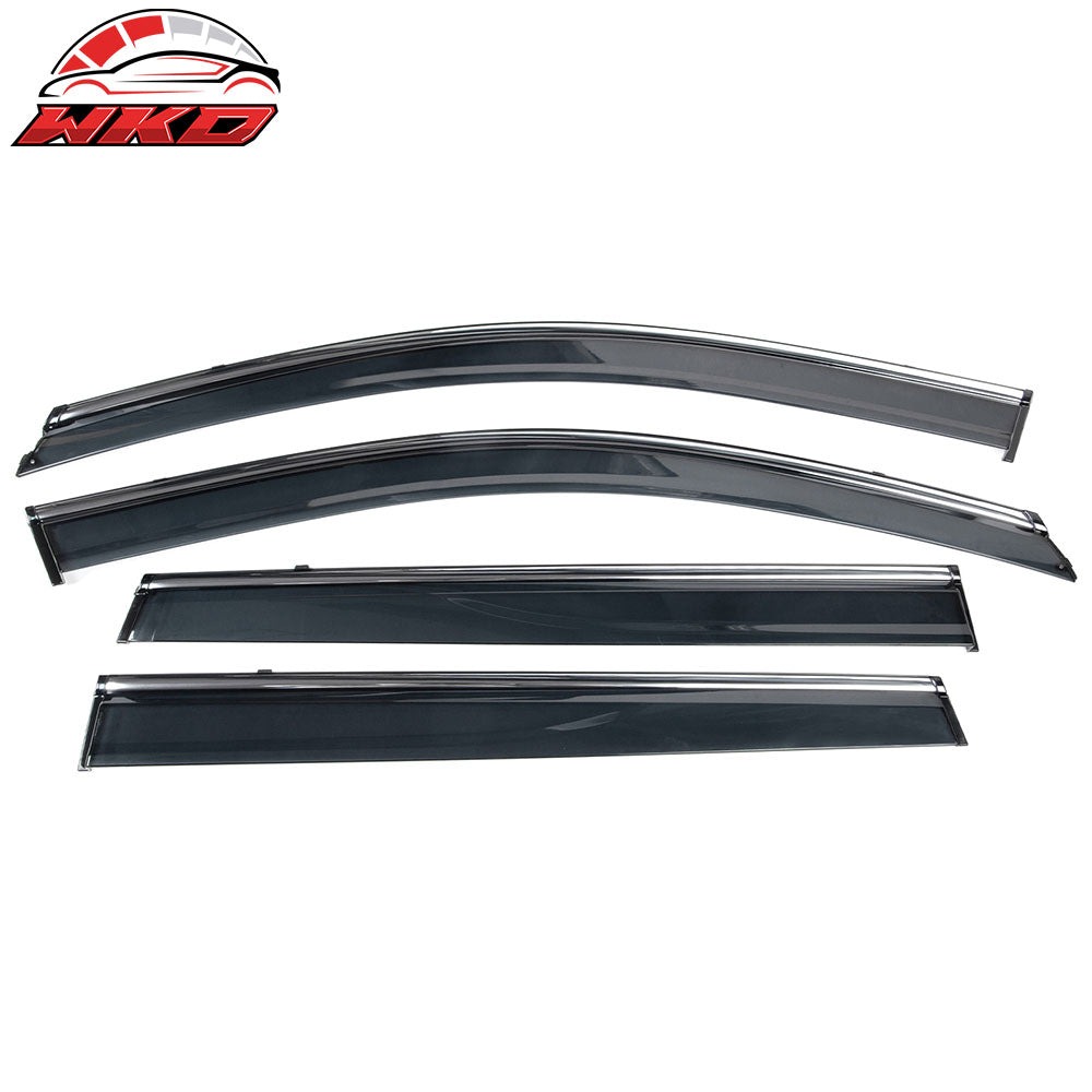 Fits 14-23 Jeep Cherokee KL Polycarbonate Window Visors w/ Chrome Trim 4Pc Set