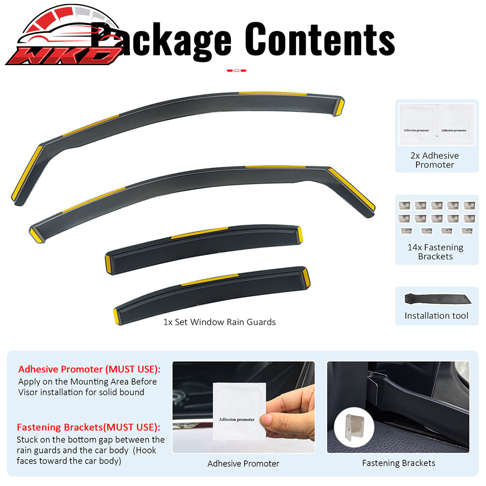 Fits 15-21 Benz W205 C Class Sedan In-Channel Window Visors Rain Deflectors PC