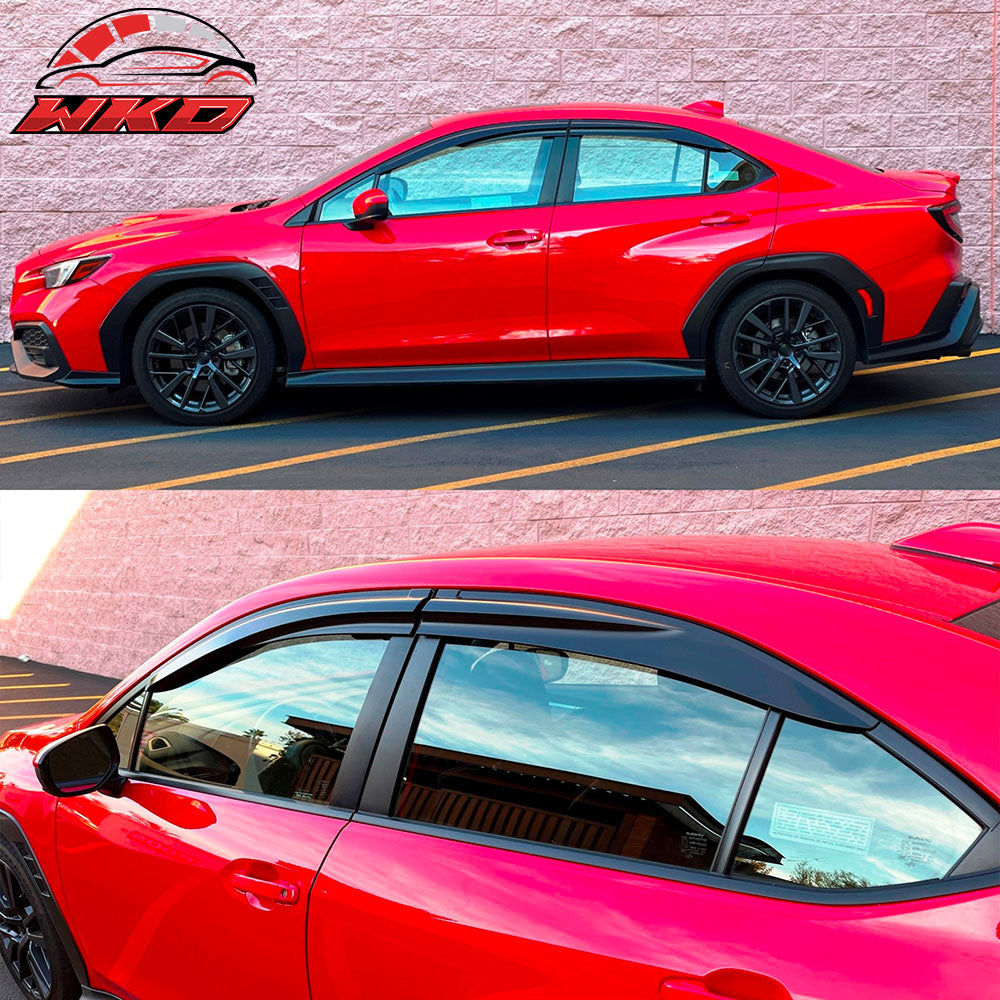 Fits 22-25 Subaru WRX 5th Mugen Style Window Visors Sun Rain Wind Guards Tape-On