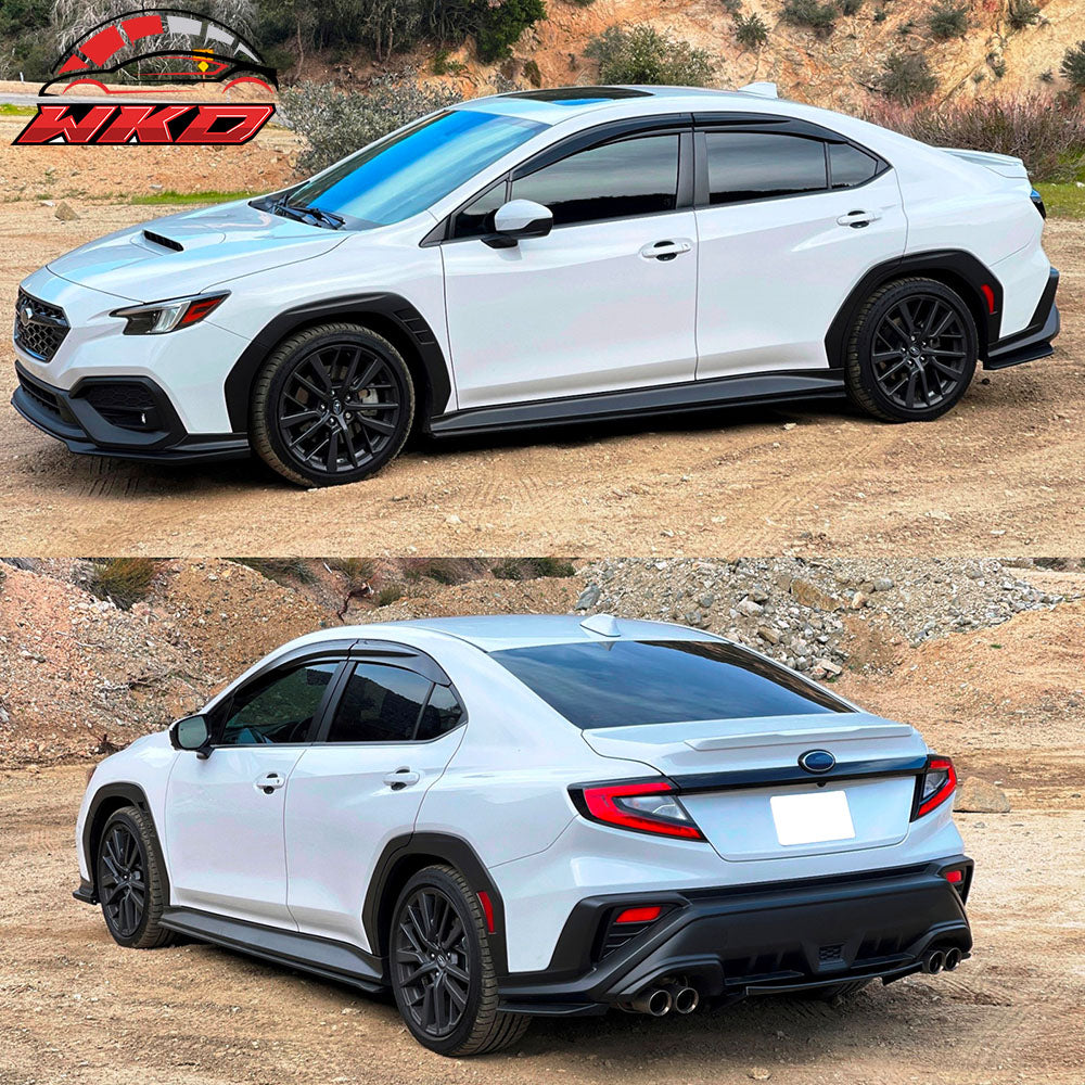 Fits 22-25 Subaru WRX 5th Mugen Style Window Visors Sun Rain Wind Guards Tape-On