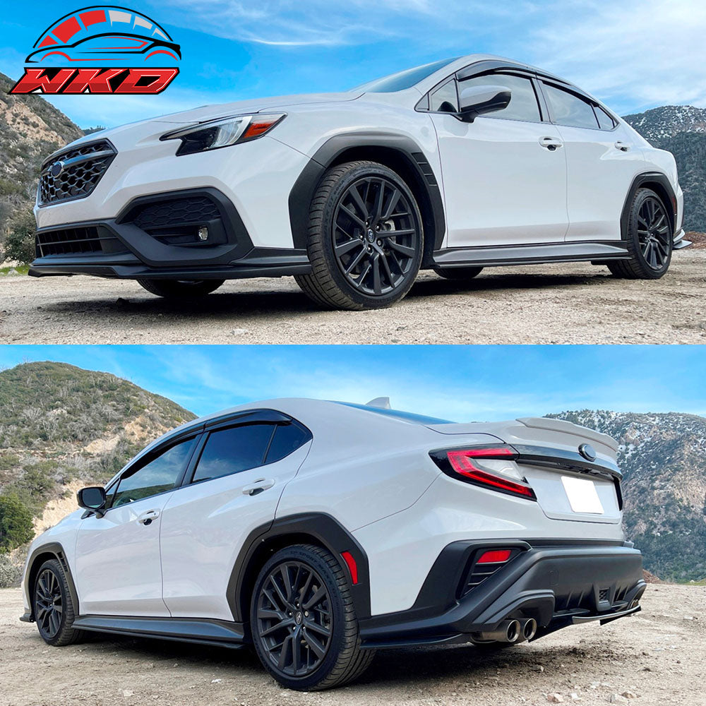 Fits 22-25 Subaru WRX 5th Mugen Style Window Visors Sun Rain Wind Guards Tape-On